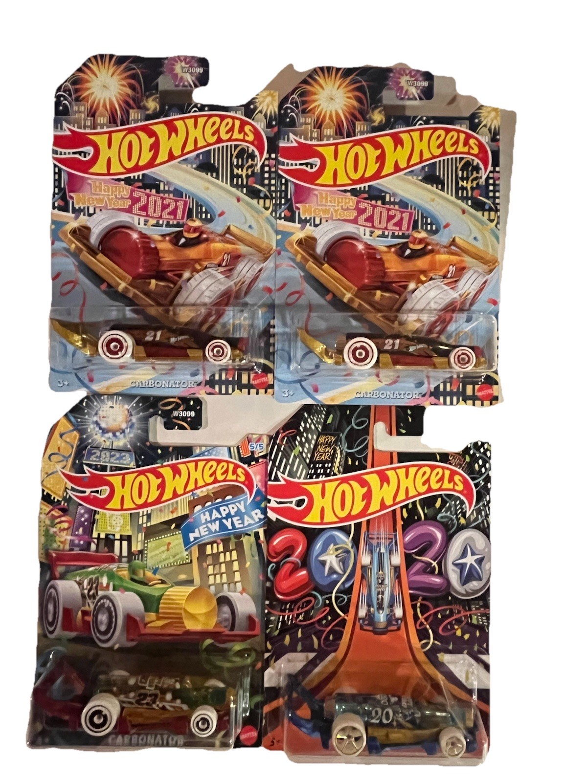 4 New 2020,2023,2021 Hot Wheels Happy New Year Winter Series, Carbonator,hot Rod