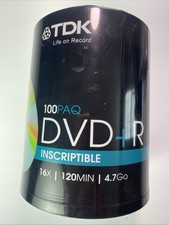 TDK DVD R 100 Pack 16X 4.7GB 120 Min Blank Discs NEW Sealed
