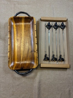 Michael Aram Fig Leaf Kebab/Skewer Platter Set Brand New With Tag