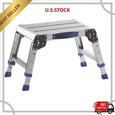 Folding Step Stool for Adults, Aluminum Work Platform Adjustable Height