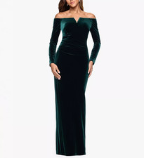 X by XSCAPE Velvet Off-The-Shoulder Gown MSRP $179