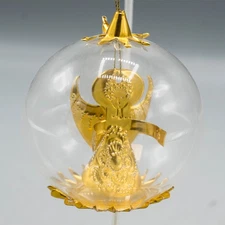 Vtg Resl Lenz Gold Punched Foil Angel Glass Spinner Christmas Ornament W Germany