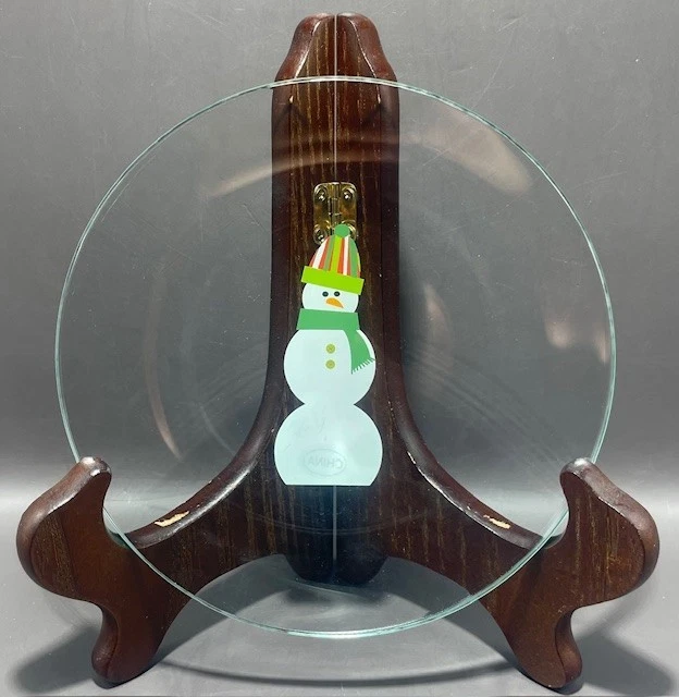 Plato para servir muñeco de nieve de vidrio de chef mimado con 4 platos redondos para aperitivos Foto 4 de 4