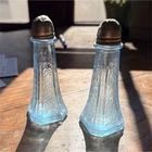 Mayfair Open Rose Blue Depression Glass Salt and Pepper Shakers