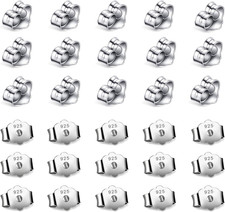 30Pcs 15 Pairs Hypoallergenic Earring Backs Replacement Plated Silver Secure