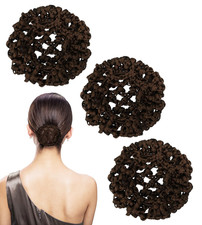 Hair Bun Covers 3Pcs Elastic Crochet Knit Invisible Hair Nets Snood