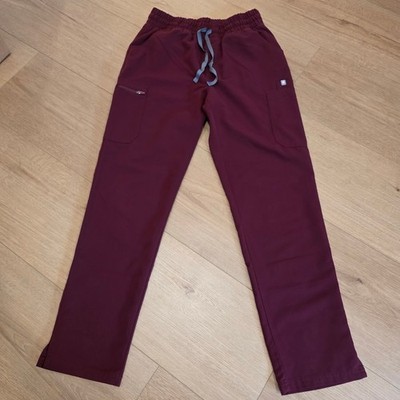 FIGS Technical Collection High Waisted Yolo Scrub Pants Womens Small Burgundy