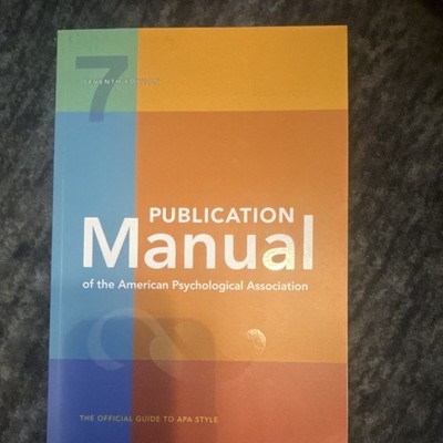 American Psychological Association APA Publication Manual 7th Ed 2020 428p ISBN