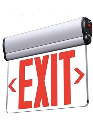 SASELUX  Modern Edge Lit LED EXIT Red Sign Single Acrylic Face NEW