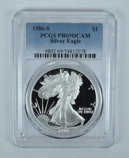 1986-S American Silver Eagle PR69 DCAM PCGS Blue Label