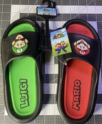 SUPER MARIO BROS & LUIGI Comfort Slides Sandals Youth Size 5 New