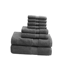  800GSM Bathroom Towel Set of 8 100% Cotton Bath Towel Set for Multi-Sizes Grey