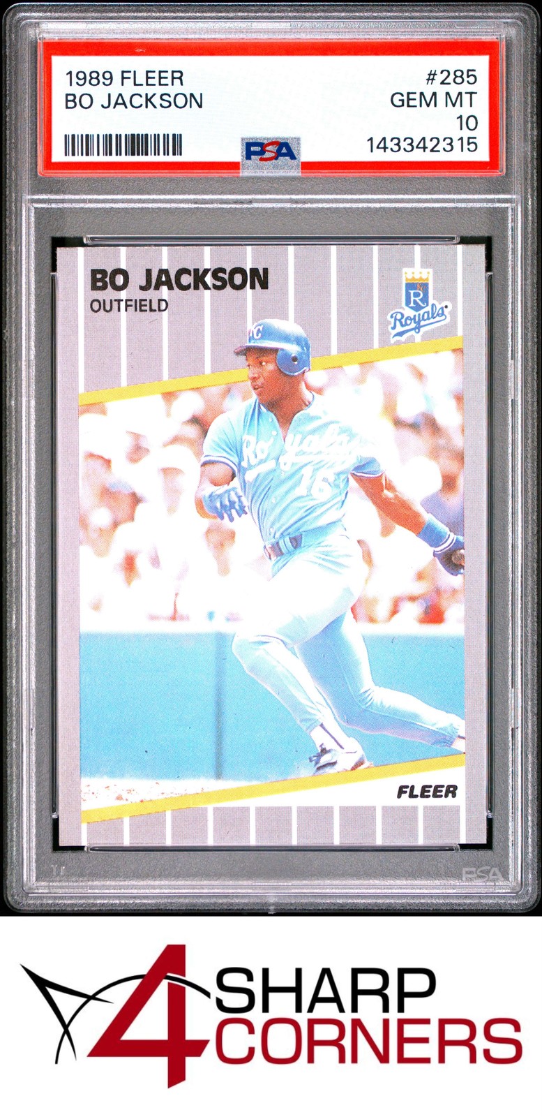 1989 FLEER #285 BO JACKSON ROYALS PSA 10