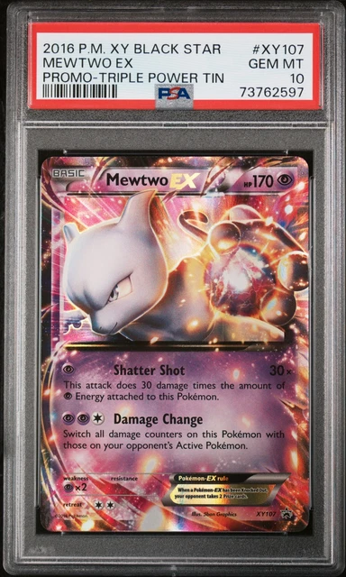 2016 POKEMON XY BLACK STAR PROMO TRIPLE POWER TIN #XY107 MEWTWO EX PSA 10