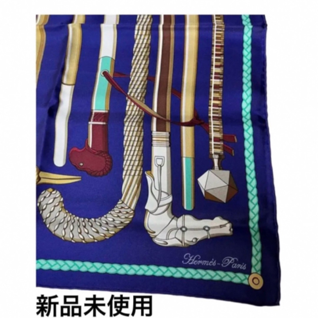HERMES Cane Blue Silk Scarf New Unworn