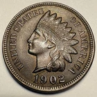 1902 Indian Head Cent Penny Coin 4 Diamonds
