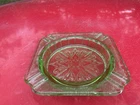 Jeanette Glass Company Green Depression Glass Ashtray  / Adam Pattern