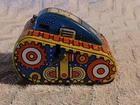Tin Vintage Windup Marx Blue & White Top Turnover Tank #5  4" Long Working 1950s