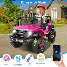 Kids Ride on Car with Remote Control LED Lights, 3 Speeds 24V Electric Car Gift~
