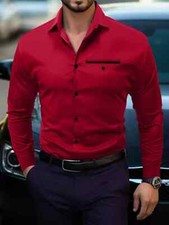 Camisa Roja de Hombre Camisas Formales Para Hombres Elegantes Casuales de Vestir