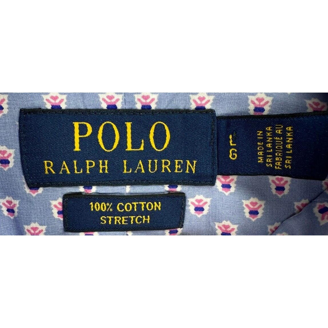 Polo Ralph Lauren camicia con bottoni adulto grande viola geometrica elasticizzata pony uomo