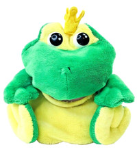 Dan Dee Frog Prince Green Plush Hand Puppet Plastic Eyes 10"