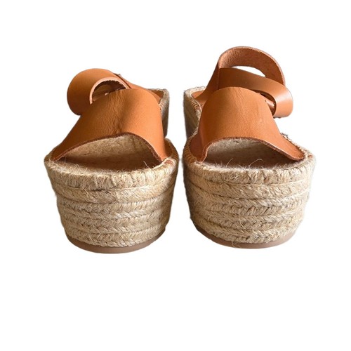 Soludos Sandals Womens 8.5 Minorca Tan Leather Espadrille Platform Wedge Ankle - Imagen 10 de 12