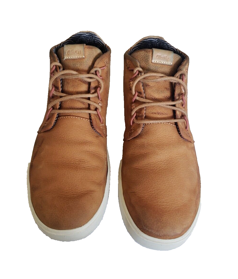 OluKai Nana Hele Mens Leather Chukka Boots Tan Brown Size 13 10449-8787 Olukai Mens Nana Hele 10449 Brown Leather Ankle Chukka Boots  main image 4