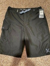 New NWT Hurley board shorts swim trunk Black 30 Boys 20 38