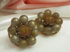 Signed Freirich Vintage 1940's Simichrome Tested Bakelite Earrings  2590jl