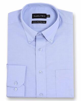 Double Two Herren Langarm Oxford Cotton Rich Hemd (4900) Kragen Größe 15-23