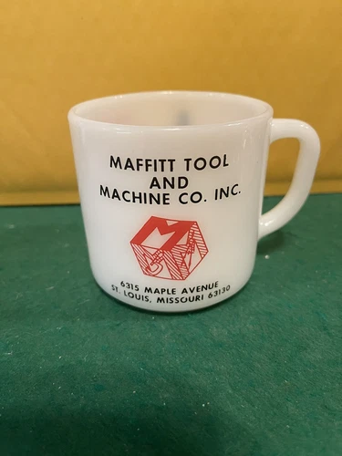 Vintage Federal Milk Glass Cup/Mug Maffitt Tools St Louis Aircraft Parts