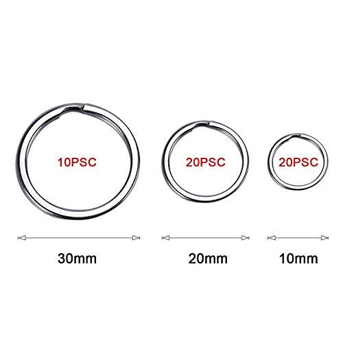 Small Key Chain Ring 50 PCS Metal Split Rings 10/20/30mm 304 Stainless