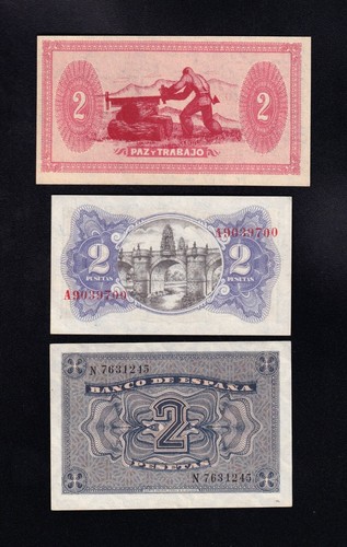 F.C. 3 BILLETES DE 2 PESETAS , S/C- . - Imagen 2 de 2