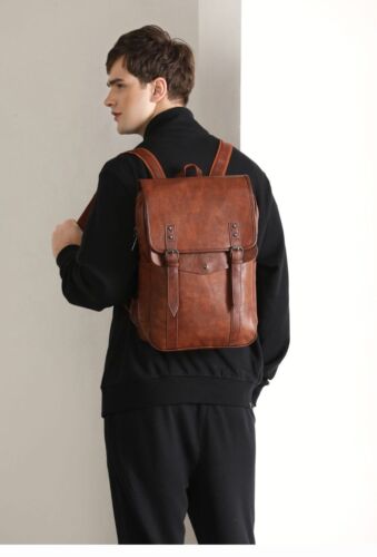 Mochila multifuncional impermeable para hombre bolso escolar cuero bolso de viaje para computadora portátil - Imagen 19 de 27