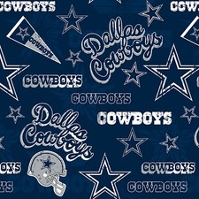 BTHY NFL Dallas Cowboys Logo Pendant Blue Cotton Fabric By The Half Yard 14443
