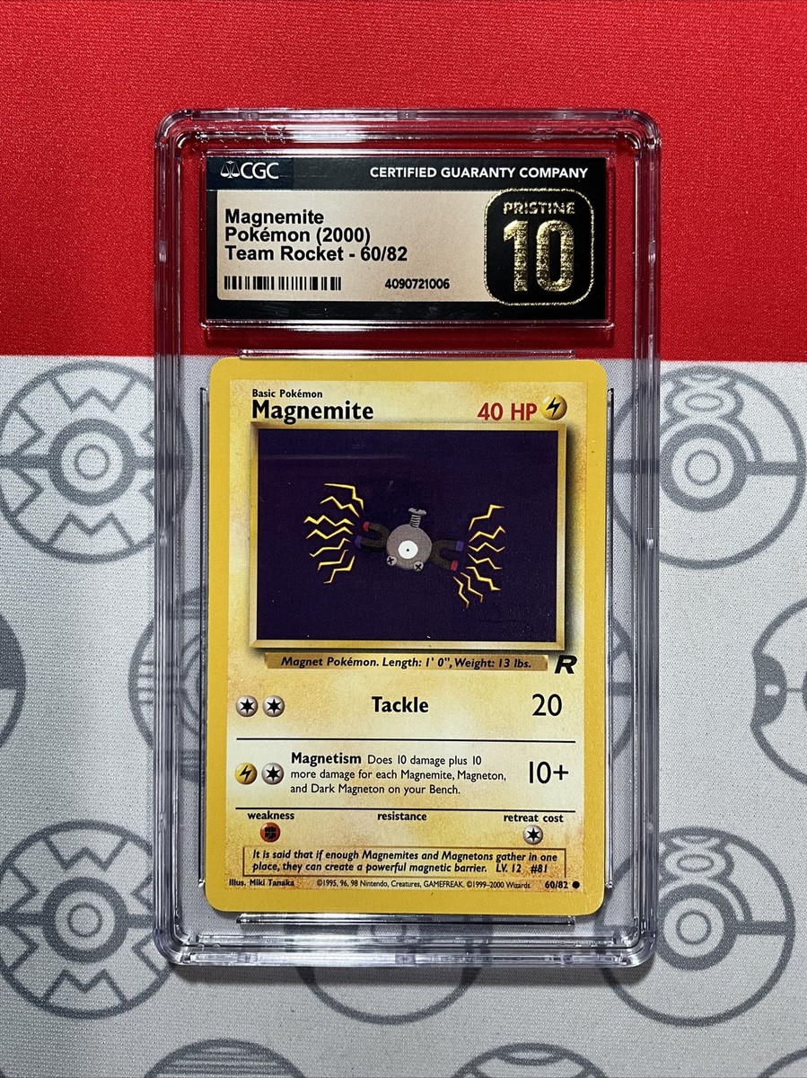 NEW CGC 10 PRISTINE Magnemite 60/82 Team Rocket Pokemon Card NEW CGC 10 PRISTINE Magnemite 60/82 Team Rocket Pokemon Card