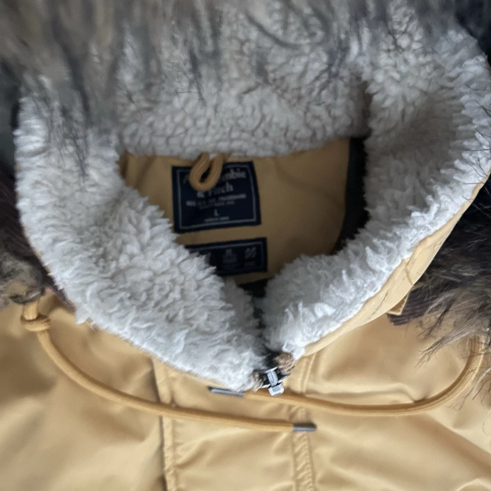 Chaqueta de plumón ABERCROMBIE & FITCH Ultra Parka dorada amarilla para hombre talla grande acolchada Foto 4 de 4