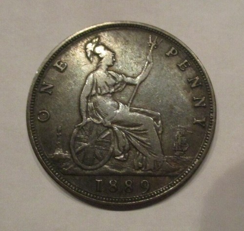 Great Britain 1889 1 Penny / KM# 755 / Victoria/ Nice Coin-Free Shipping - Picture 8 of 9