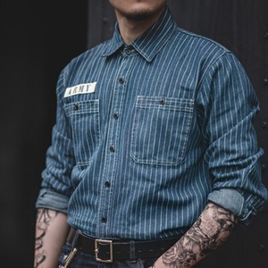denim jacket striped shirt