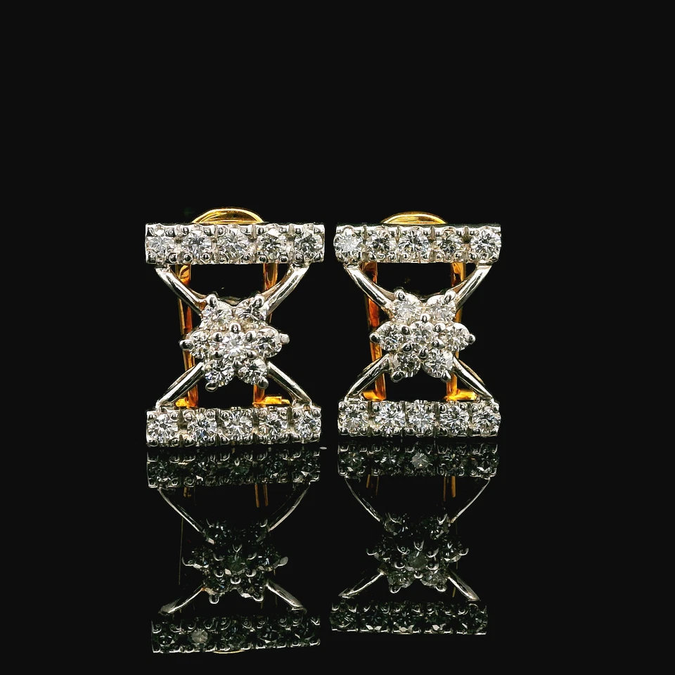 1.40CT Natural Diamond Earring 18K Yellow Gold Genuine Earth Mined Round Diamond - Image 3 of 4