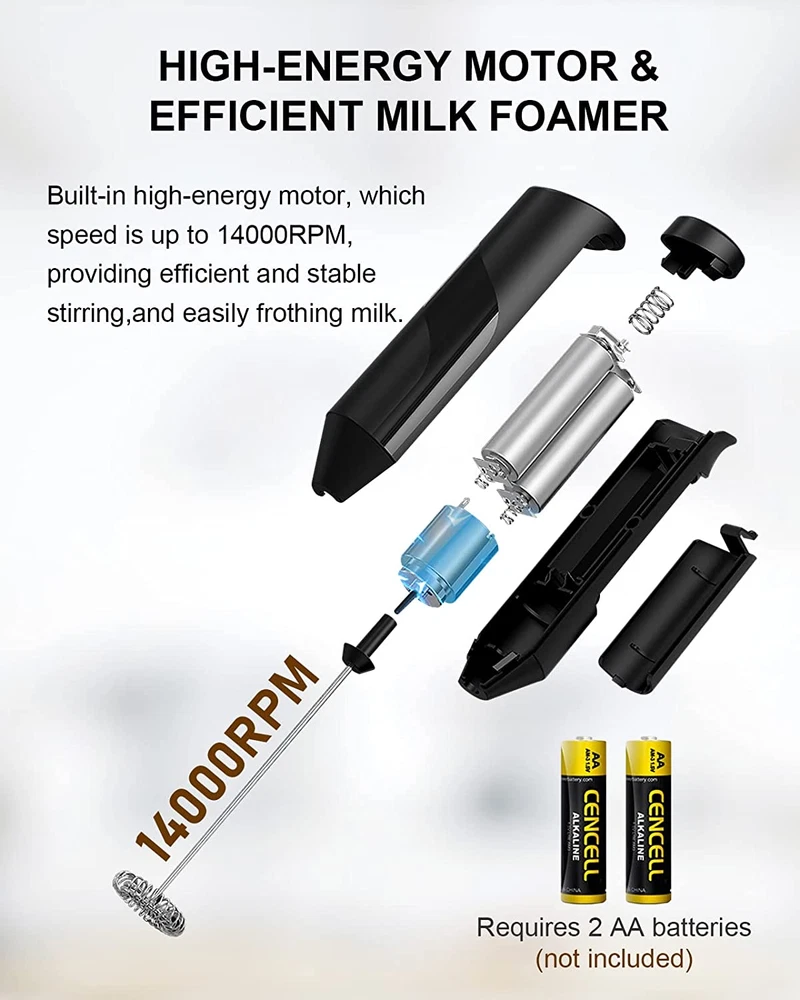 Milk Frother Handheld, Battery Powered Drink Mixer for Matcha Coffee, Electric P