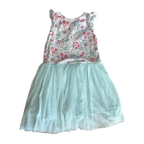 Tommy Bahama Dress Girls Medium White Aqua Floral Gold Shimmer Party Wedding - Picture 2 of 5