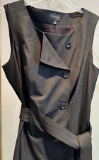 THE LIMITED SIZE 4 Petite Black Button Up Belted Wrap Lined Adjust Collar Lined