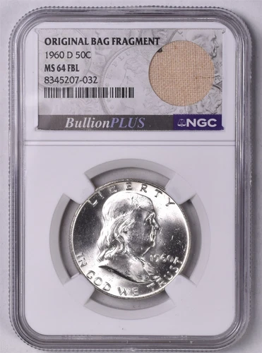 1960-D Franklin Silver Half Dollar - NGC 64 FBL Bullion Plus Bag Fragment 