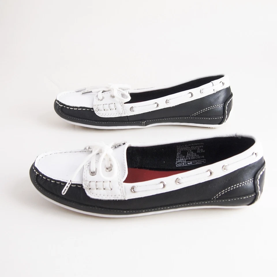 Sebago Bala Boat Shoes Loafers Black White Leather Women Size EU 38.5 US 8 - Image 3 of 4