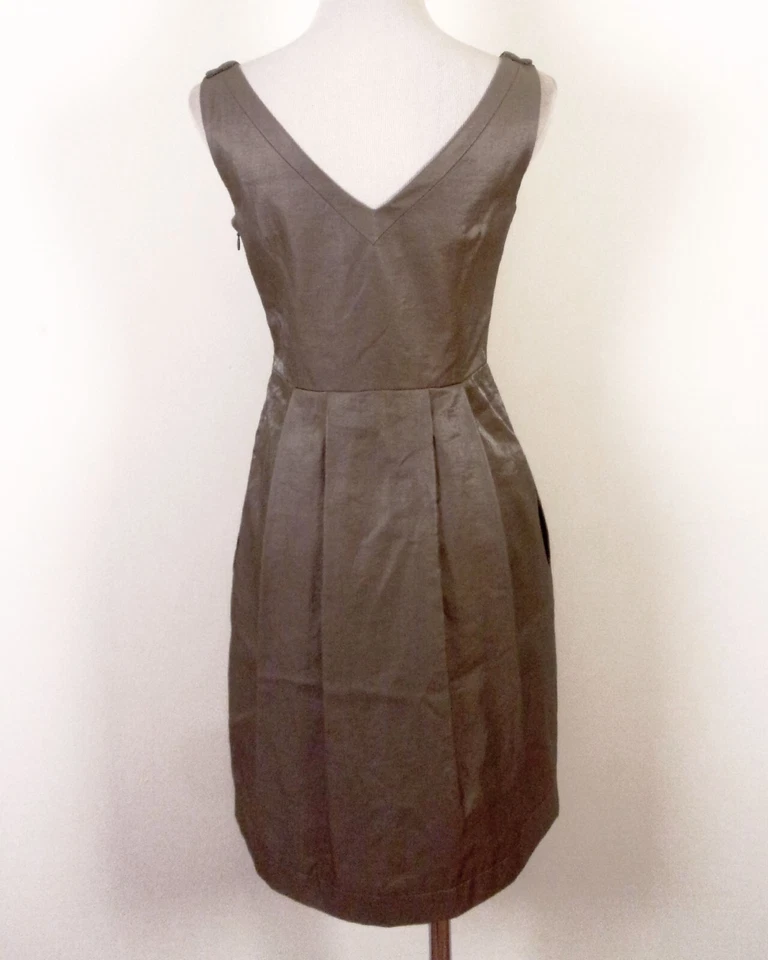 Usado en Excelente Condición Vestido Yoana Baraschi Anthropoogie Beige Brillante Cojo Hasta la Rodilla Plisado 4 Foto 4 de 4