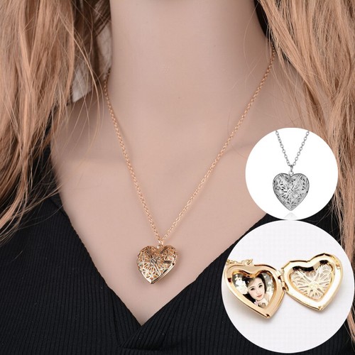 Women's Silver Gold Hollow Heart Locket 