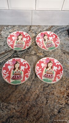 Lenox Kate Spade Just Desserts Tidbit Plates Set/4  New Cake Red Birthday 