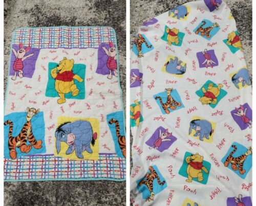 Vtg Disney Winnie The Pooh Comforter Baby Blanket & Sheet Cover Crib Set Quilt - Picture 1 of 10